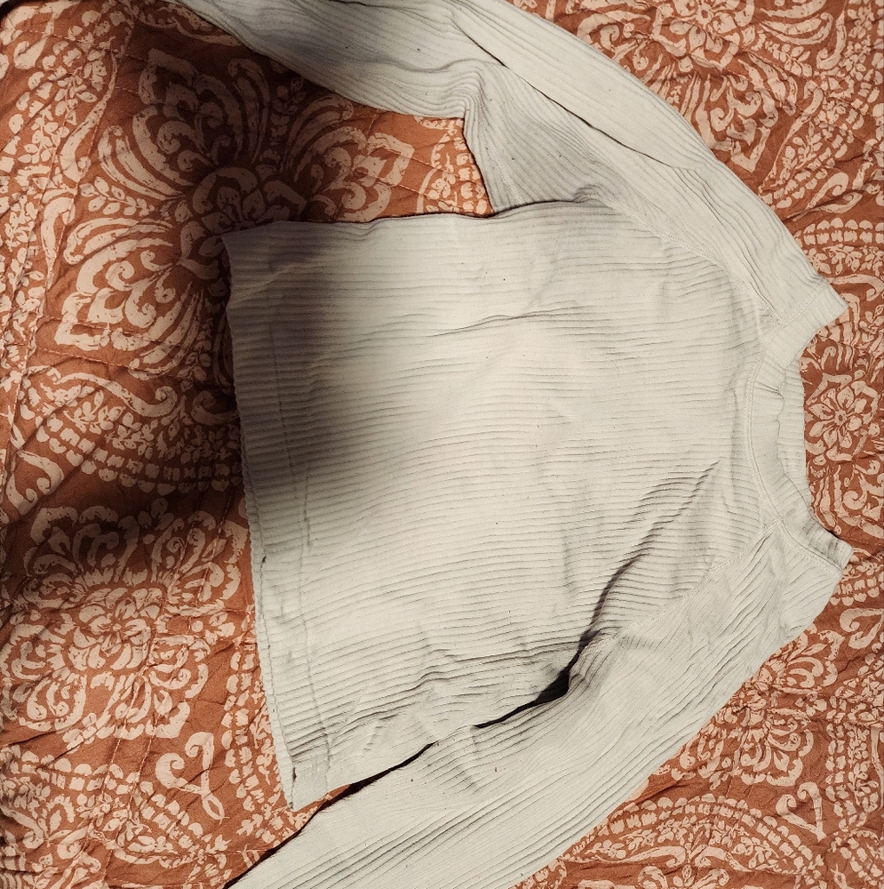 White Ribbed Long Sleeve Top